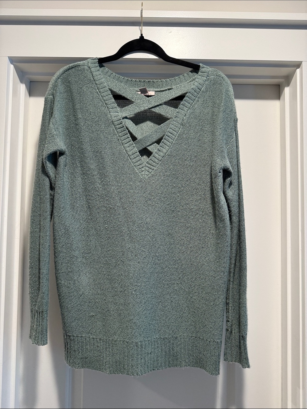 Arizona Jean Company Crisscross V-Neck Sweater - Sage